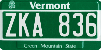 VT license plate ZKA836