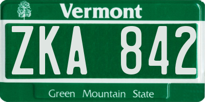 VT license plate ZKA842