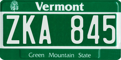 VT license plate ZKA845