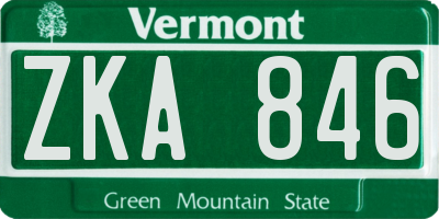 VT license plate ZKA846