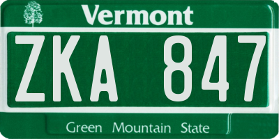 VT license plate ZKA847