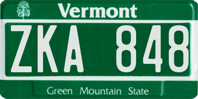 VT license plate ZKA848