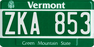 VT license plate ZKA853