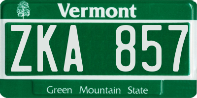 VT license plate ZKA857