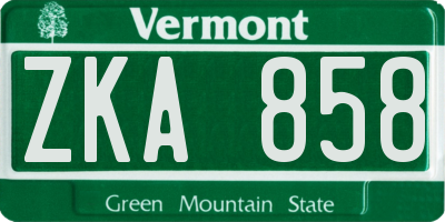 VT license plate ZKA858