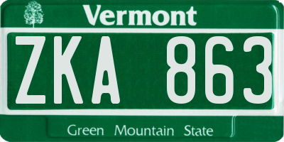 VT license plate ZKA863