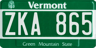 VT license plate ZKA865