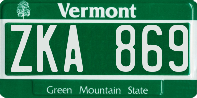 VT license plate ZKA869
