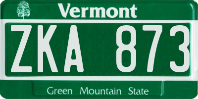 VT license plate ZKA873