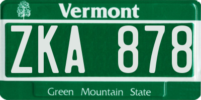 VT license plate ZKA878