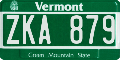 VT license plate ZKA879