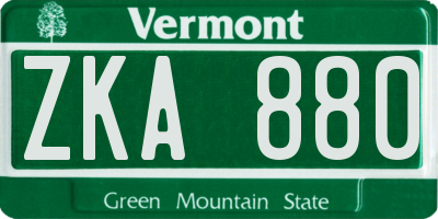 VT license plate ZKA880