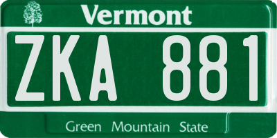 VT license plate ZKA881