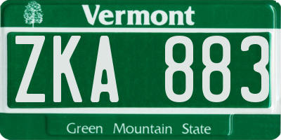 VT license plate ZKA883