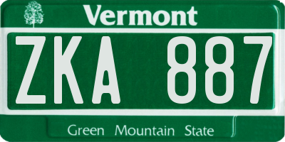 VT license plate ZKA887
