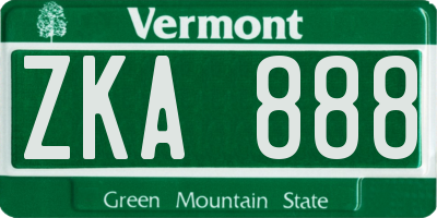 VT license plate ZKA888