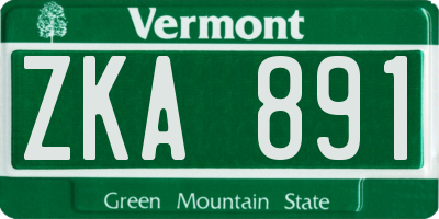 VT license plate ZKA891