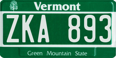 VT license plate ZKA893