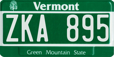 VT license plate ZKA895