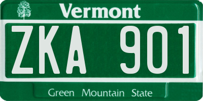 VT license plate ZKA901