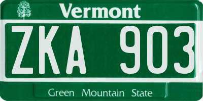 VT license plate ZKA903