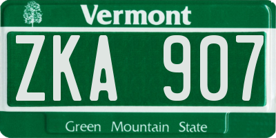 VT license plate ZKA907