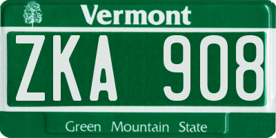 VT license plate ZKA908