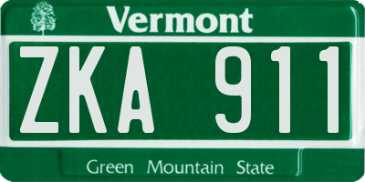 VT license plate ZKA911