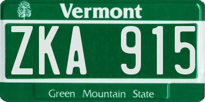 VT license plate ZKA915