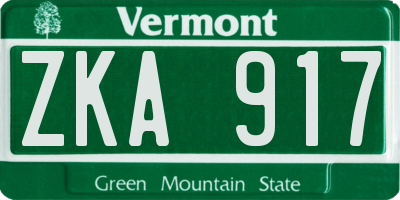 VT license plate ZKA917