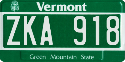 VT license plate ZKA918