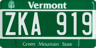 VT license plate ZKA919