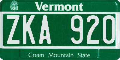 VT license plate ZKA920