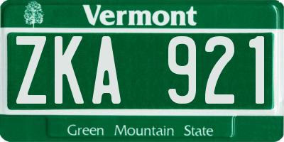 VT license plate ZKA921