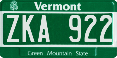 VT license plate ZKA922