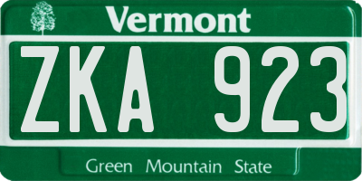 VT license plate ZKA923