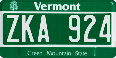 VT license plate ZKA924