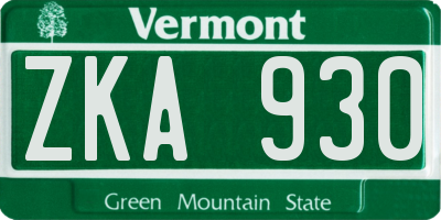 VT license plate ZKA930