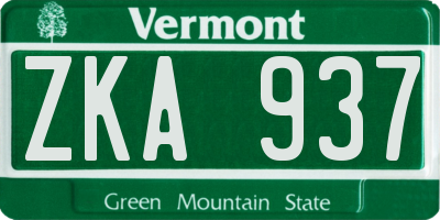 VT license plate ZKA937