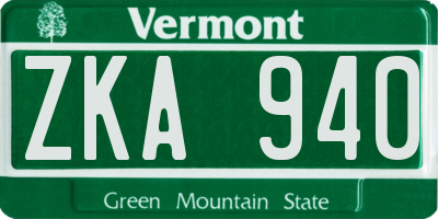VT license plate ZKA940