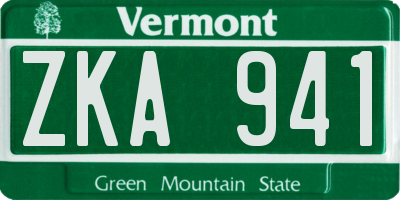 VT license plate ZKA941