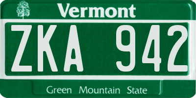 VT license plate ZKA942