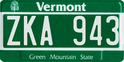 VT license plate ZKA943