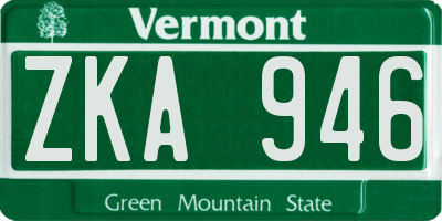 VT license plate ZKA946