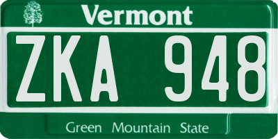 VT license plate ZKA948