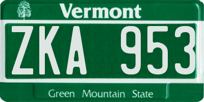 VT license plate ZKA953
