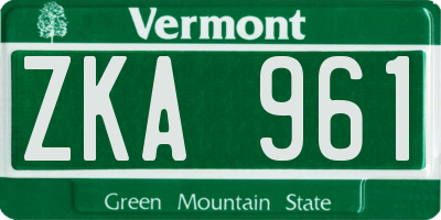 VT license plate ZKA961