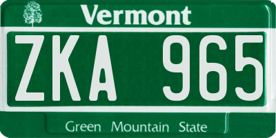 VT license plate ZKA965