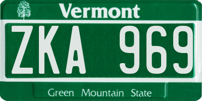 VT license plate ZKA969