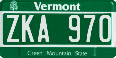 VT license plate ZKA970